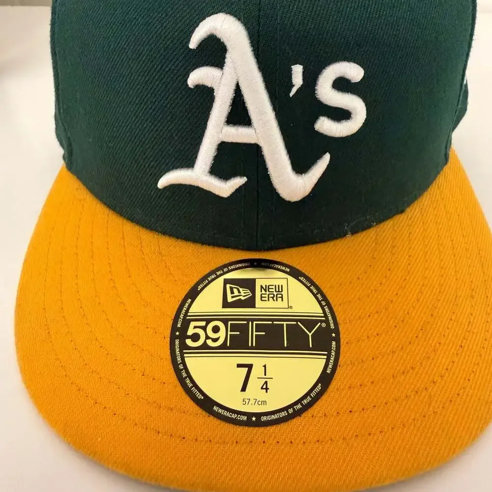 New Era 59FIFTY Oakland Athletics MLB Fitted Hat Size 7 1/4 Dark Green Gold